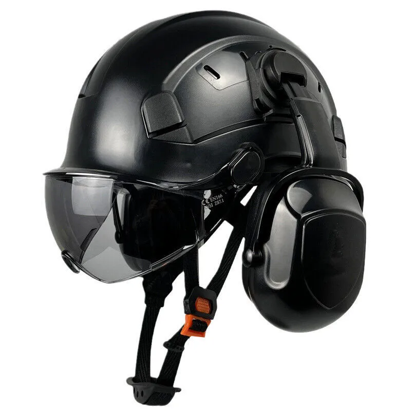 WEJUMP CE EN397 ANSI Hiking Helmets Working ABS Hard Hats Construction Safety Helmets With Vsior and earmuff