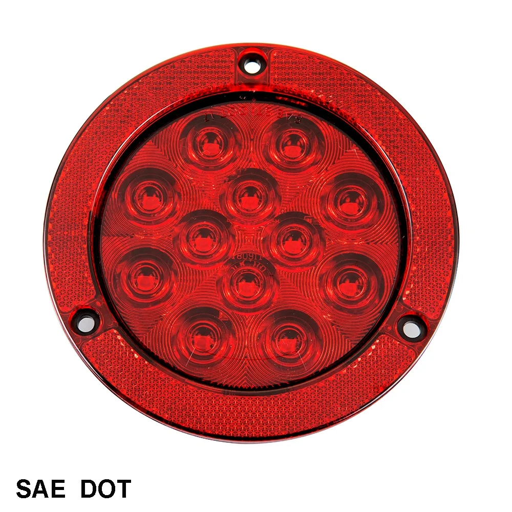 4 inch Round LED Light Stop/Tail/Turn, Flange Mount w/Reflex Ring round led tail light