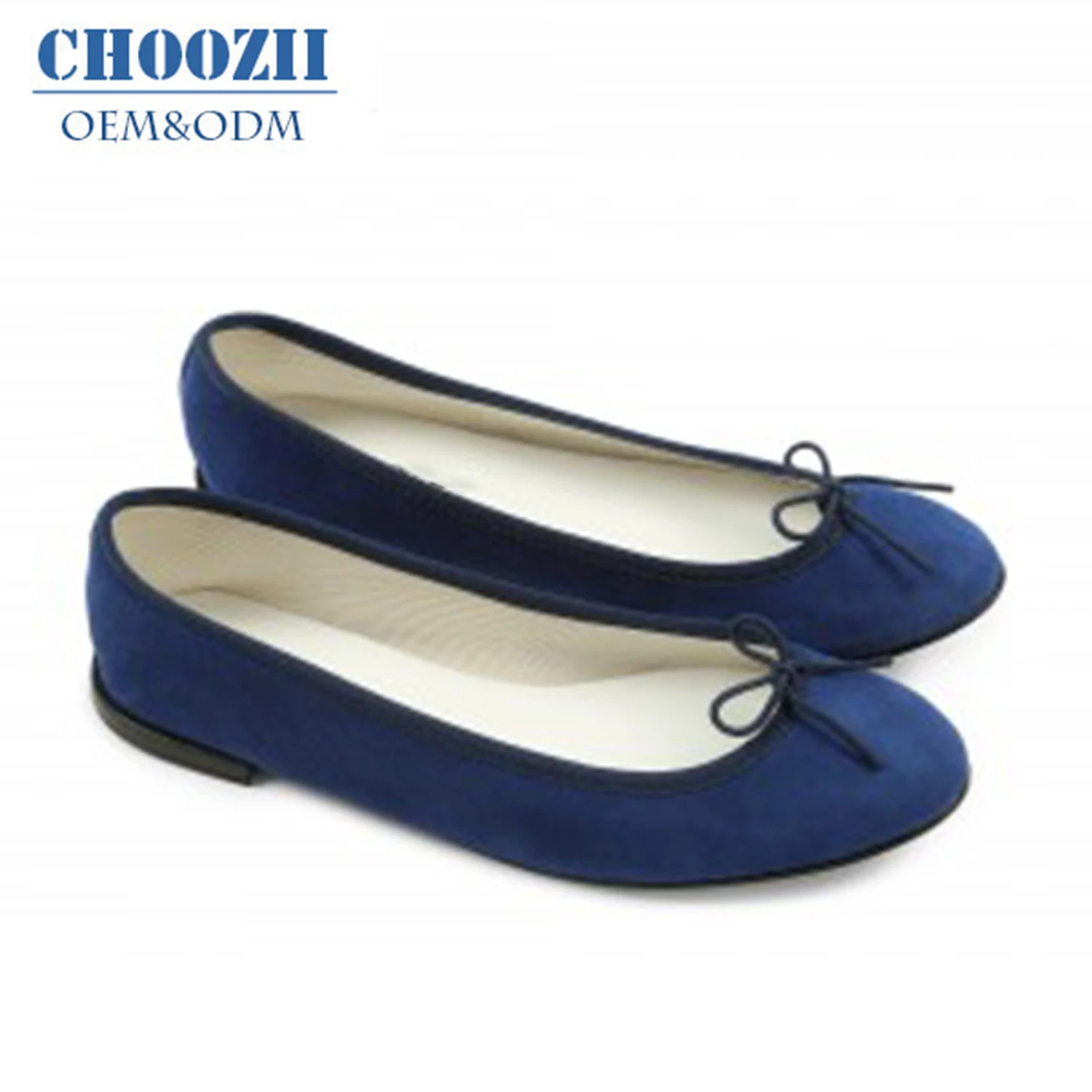 CHOOZII Wholesale Girls Soft Comfortable Shoes Ladies Women Black Leather Fabric Cotton Ballet Flats