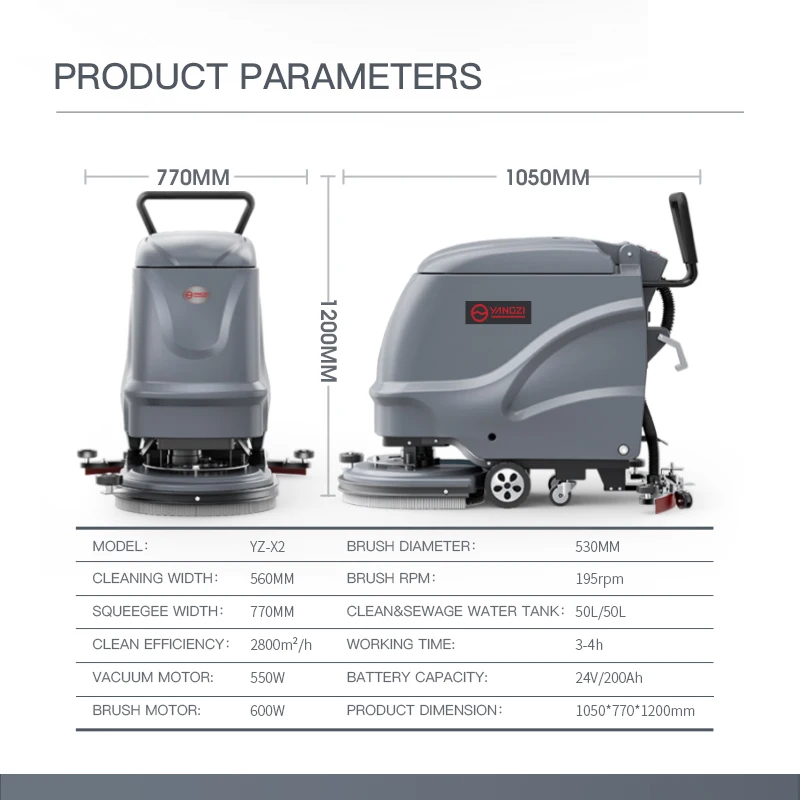 Mini Walk Behind Floor Scrubber Hand Push Road Cleaner Floor Cleaning Equipment For Hospital/station