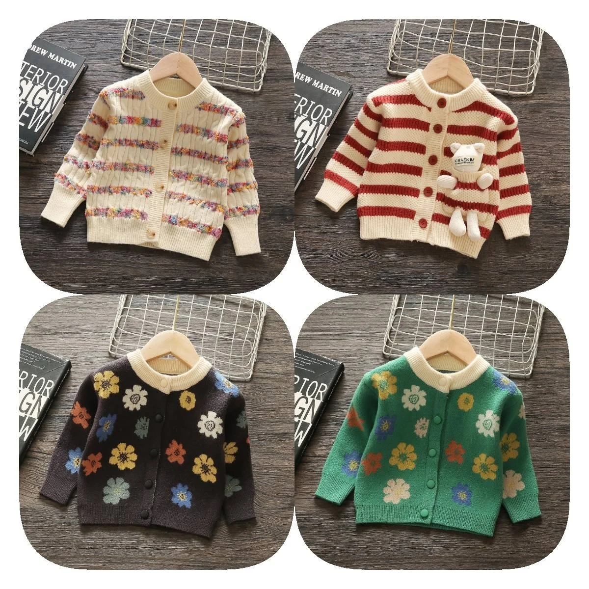 2024 Autumn New OEM / ODM Colorful Long Sleeve Loose Baby Sweaters Pullover Child Girls Baby Kids Knitted Sweater Top
