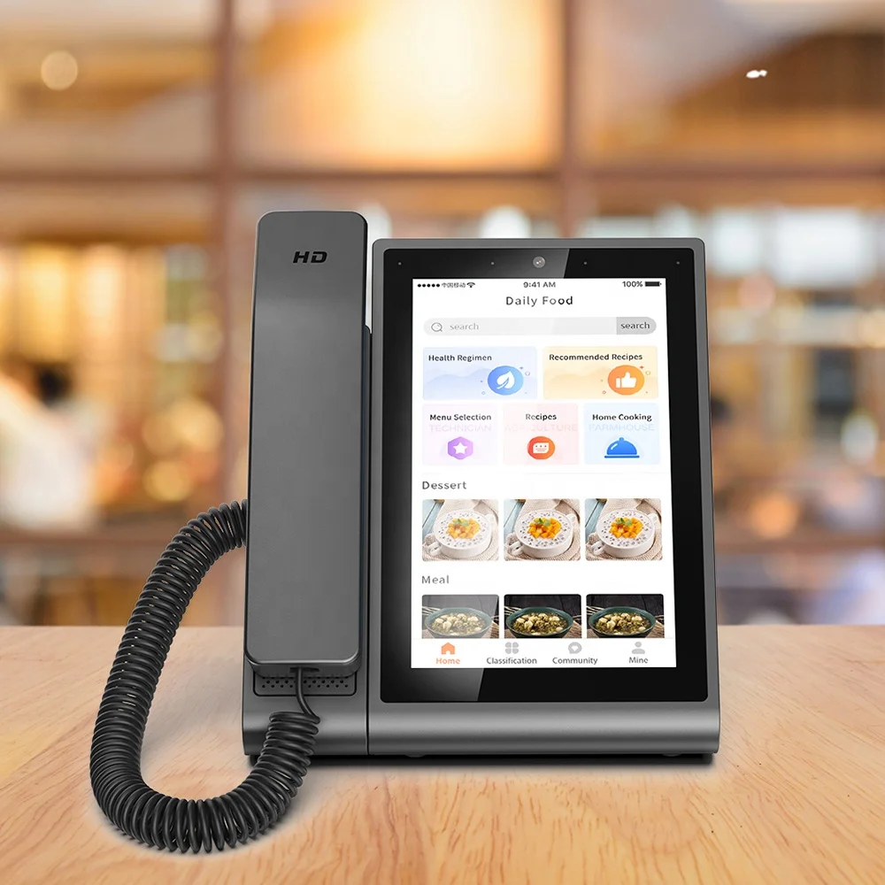 Hotel House Use 8-inch Big Screen Android Desktop SIP VOIP Video Fixed Wireless Desktop Phone