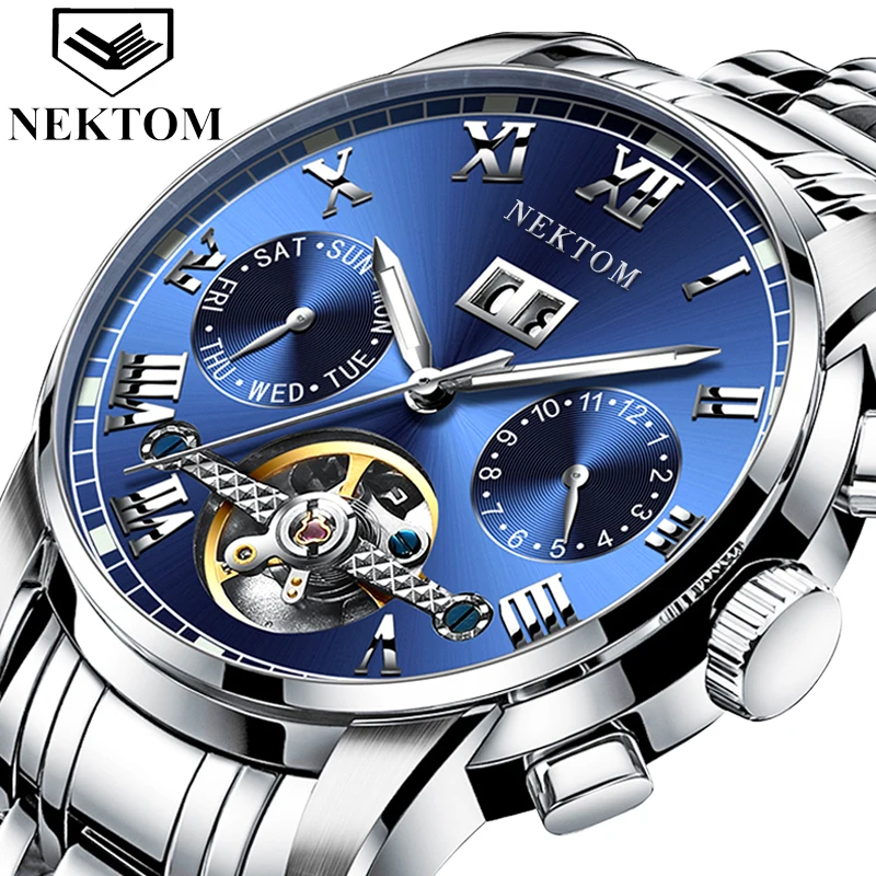 Мужские механические часы NEKTOM роскошные деловые в Шанхае