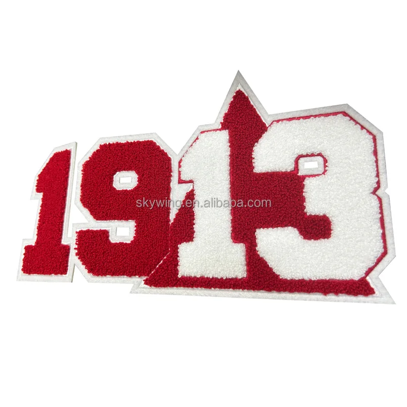 Custom Greek Sorority Chenille DST 1913 Red Delta Soror Iron on Greek Letters AKA Embroidered Patches for Sweatshirt