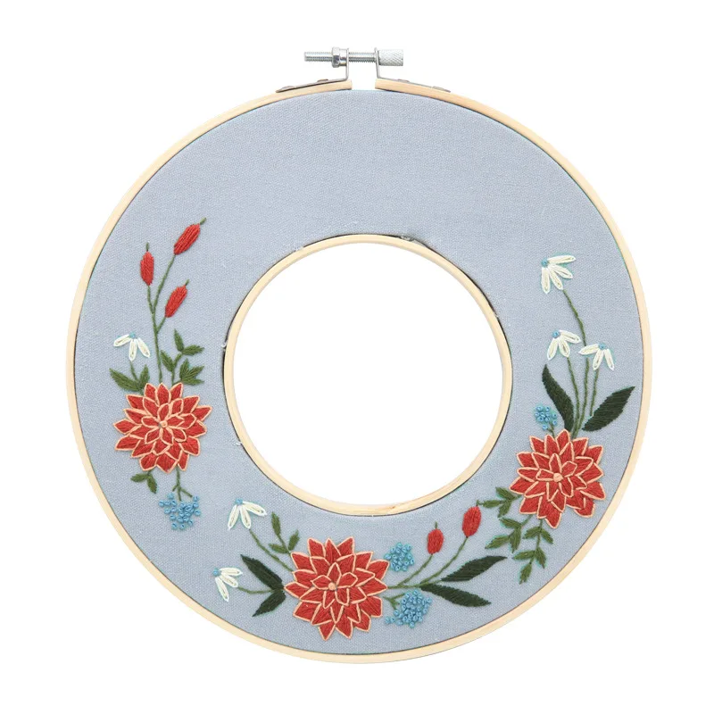 Embroidery Starter Kits for Beginners Stamped Cross Stitch Kits with Embroidered Hoop for Adults Flower Pattern Hand Embroidery