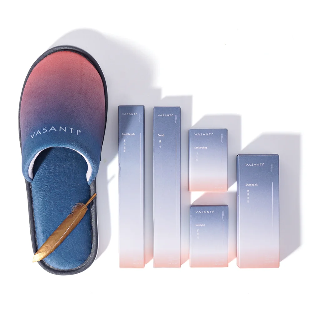 Factory Custom Hotel Amenities Set With Soft Slipper Travel Airline Supplies Disposable Guest Dry Amenities