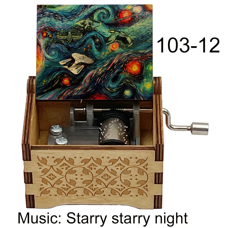 starry night print starry starry night Hand Crank Music Box music fans friend new year christmas Gift 103