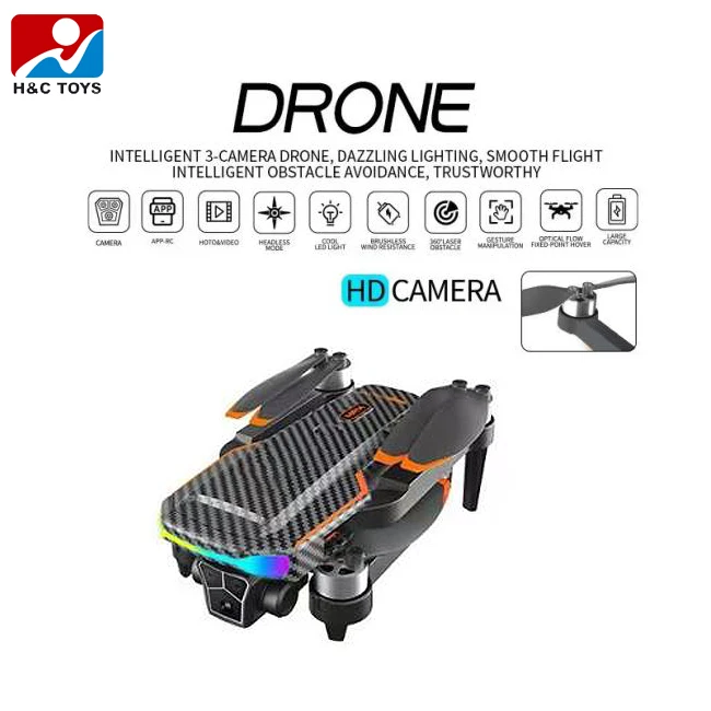 Dual camera folding aircraft with light intelligent obstacle avoidance rolling rotate rc drone with 4k camera