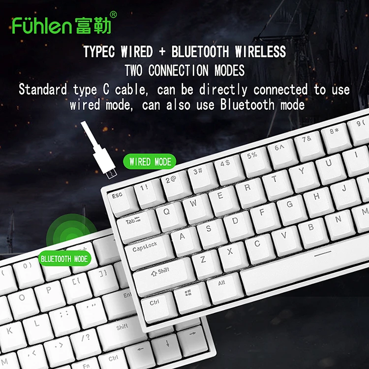 
Keyboard Mechanical Qwerty Keyboards Plank Gold Wireless Luxury Mk1000 Backlight Wireless Mechanic Keyboard 