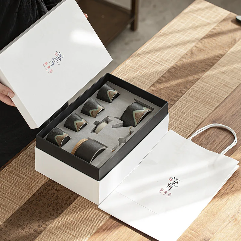 Wine red porcelain tea set afternoon tea using teapot cups Japanese style coffee tea pot set with tray