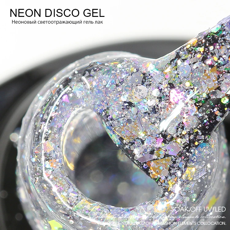 Yidingcheng Factory Oem  hema free Neon Glitter Nail Gel Polish Private Label Colour Soak Off Nail gel polish