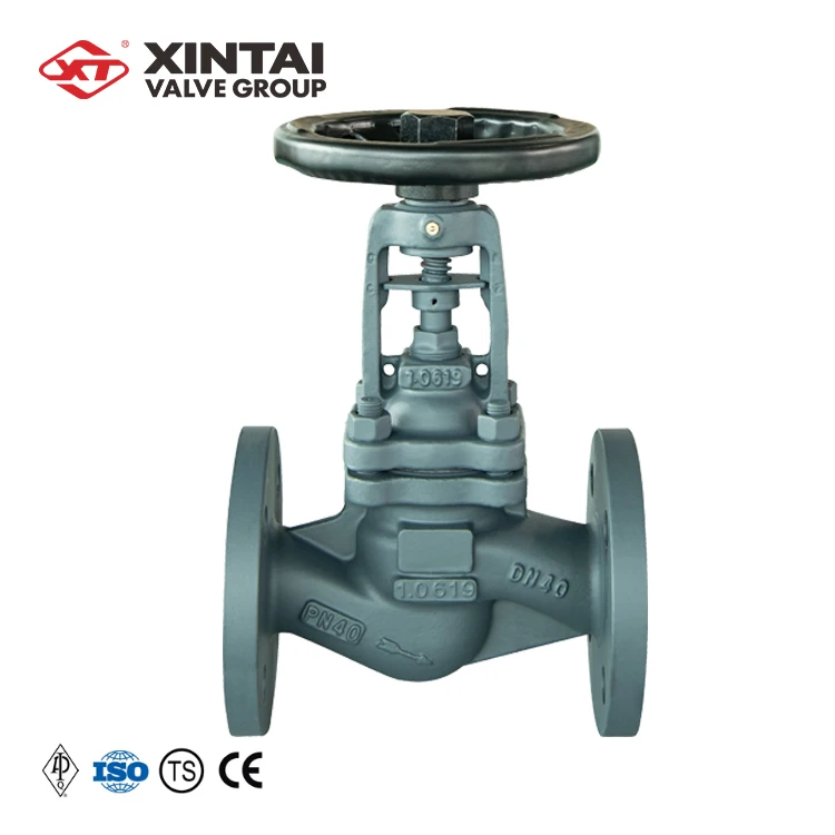 XINTAI Professional Valve Supplier J41H-40P DN40 Cast Steel DIN Bellow Globe Valve with Handwheel