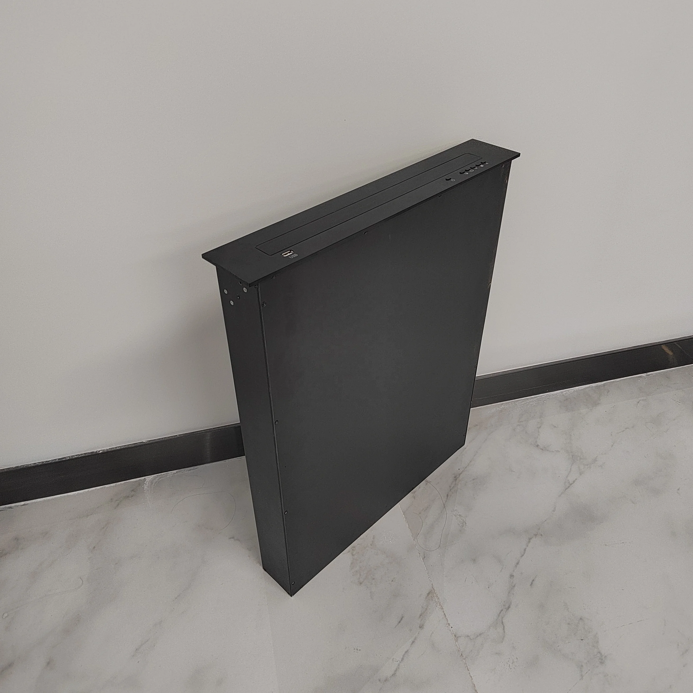 15.6 inch Thin Conference system lift with back panel confer lcd desktop motorized