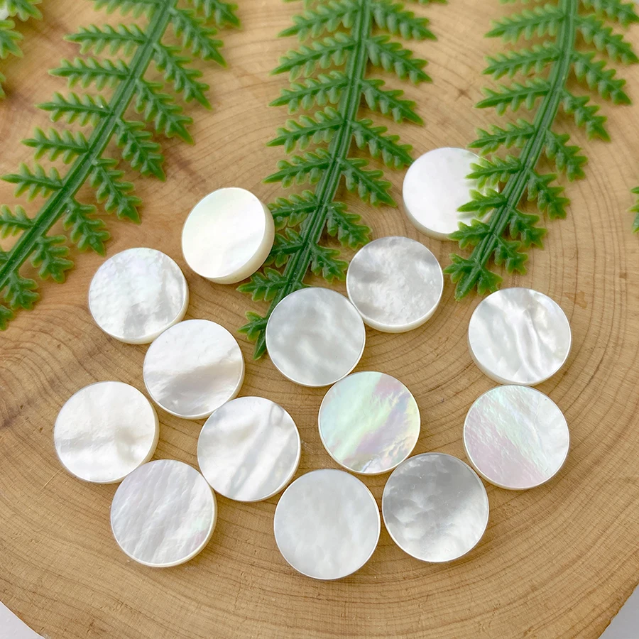 Wholesale white shells Customizable size shape Double flat cut round High quality Mother of pearl jewelry making Loose gemstone