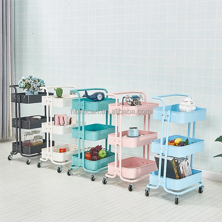 Folding Shelf 5 Tiers Household Steel Storage Shelf Rack No Assembly Kitchen Storage Foldable Rack Shelf On Wheels