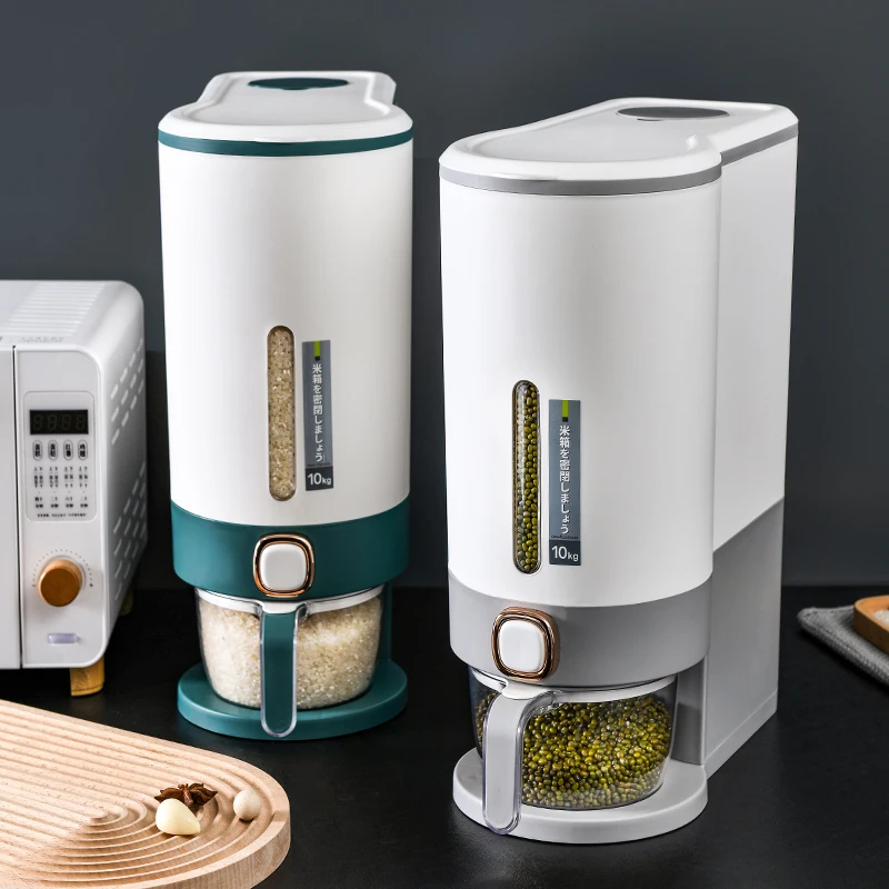 New Kitchen Products Automatic Moisture-proof Insect-proof Dry Food Dispenser Sealed Rice Bucket Cereals Grain Containers