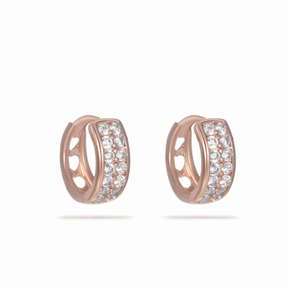 Fashionable Retro Rose Gold Diamond Earrings High-End Luxury Hollow Light Design Copper Zircon Jewelry Women Trendy Style Gift