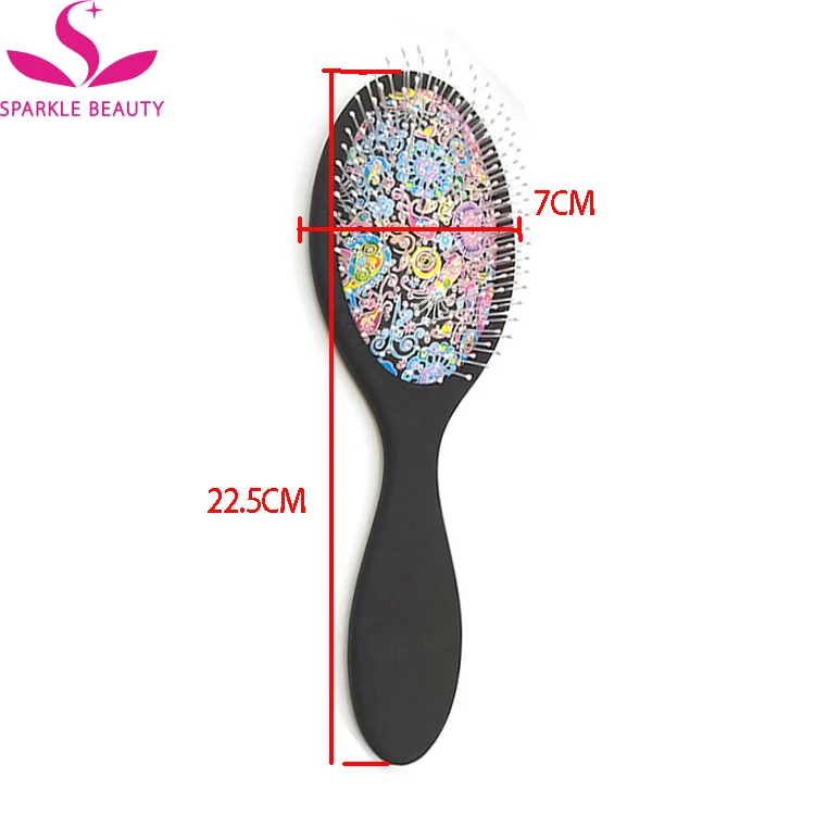 Wholesale Hairdressing Tools Detangling Hair Brush For Tangles Wigs Wet  and Dry Hair Print cushion  Paddle Brush