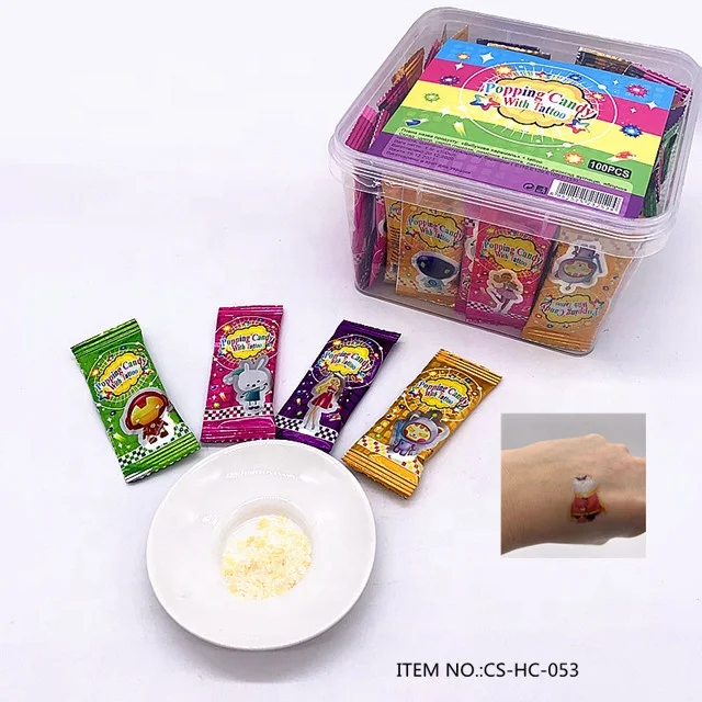 Good Quality Multi Colored Mini Sweet Mix Fruit Flavor Magic Tattoo Popping Candy (1600206842059)
