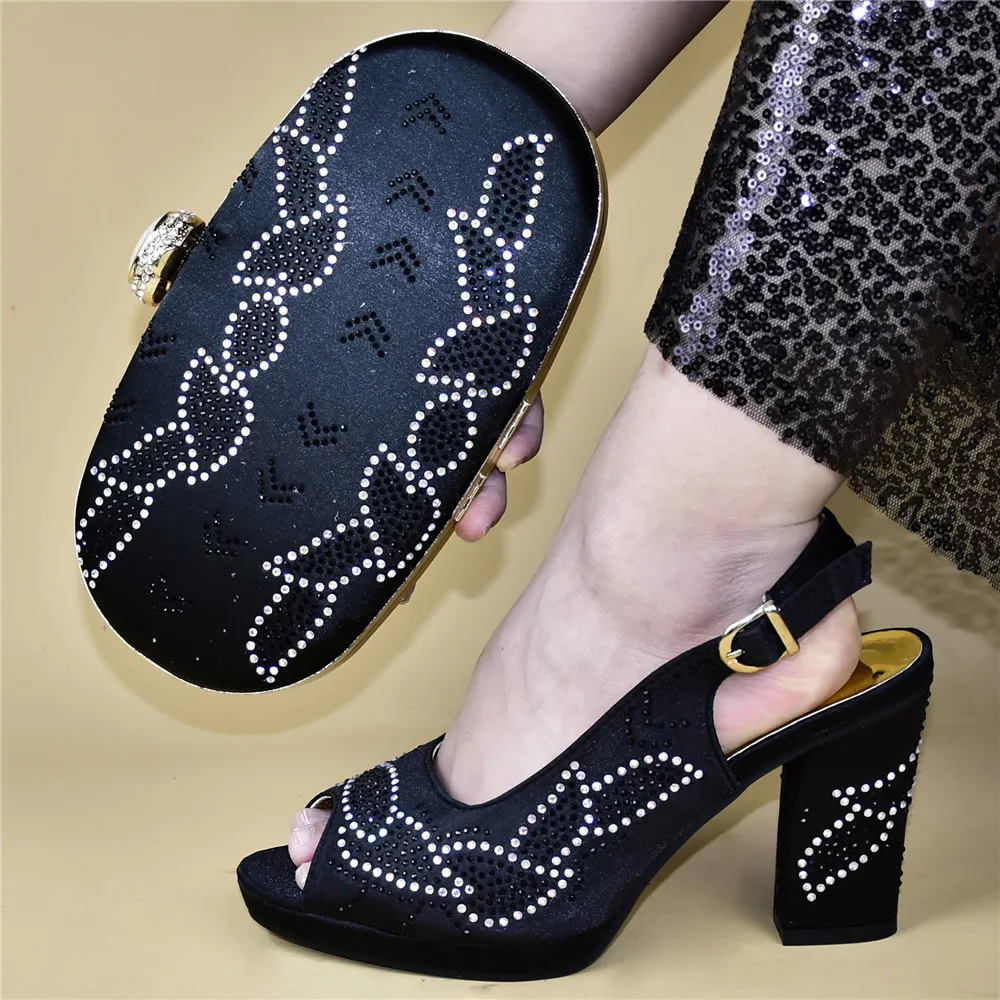 Fashionable Lady italian shoes matching bag set beautiful women shoes with bags ES89