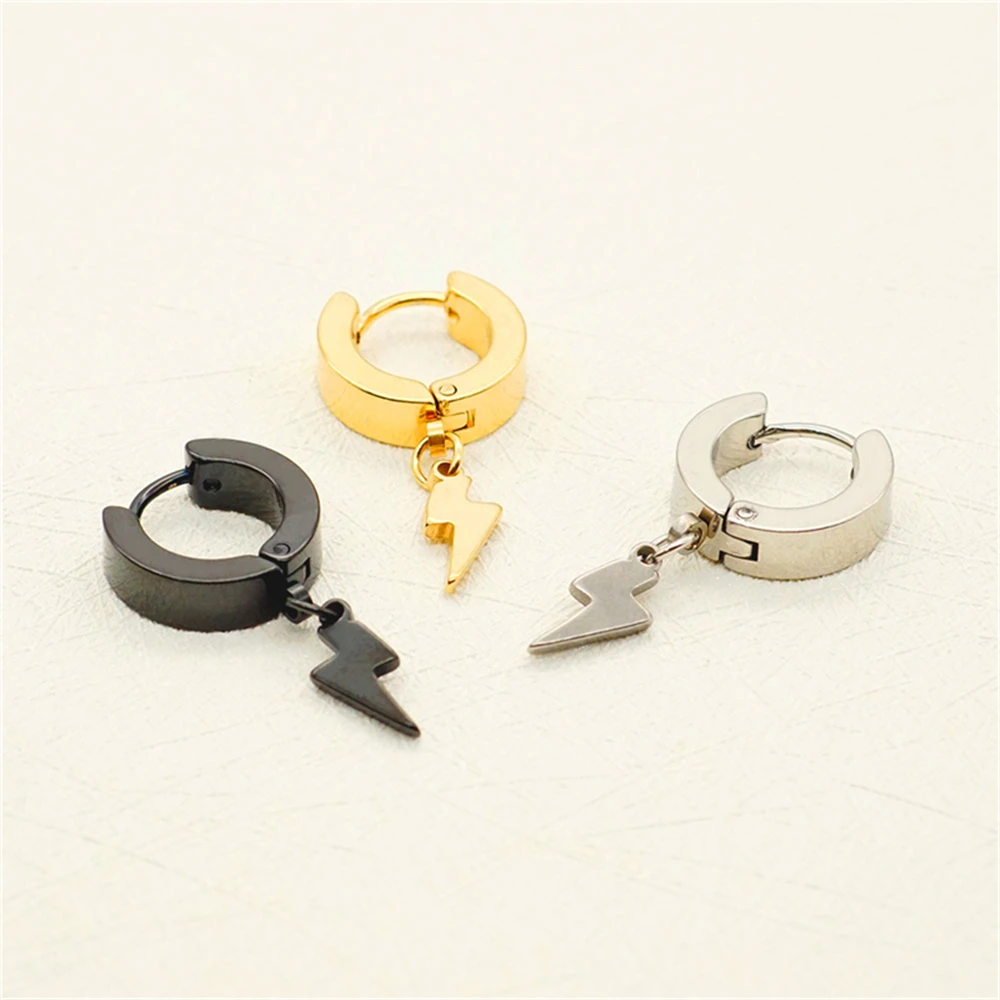 Cinmo Stainless Steel Piercing Drop Earrings Fashion Lightning Flash Cute Dangle Earrings For Men Women Wholesale Ear Jewelry