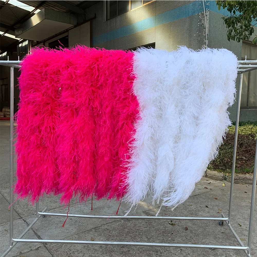 4ply Dyed Red White Scarf Ostrich Feather Boa for Women Home Party Wedding Xmas Decor Diy Clothes Costume Dance Dress Accecssoy