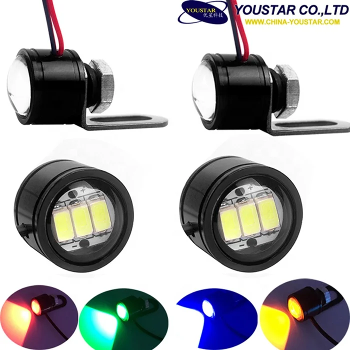 3W 12V White Red Green Blue Yellow Mini Size Motorcycle Grill Strobe Light car LED Flashing Eagle Eye Lamp