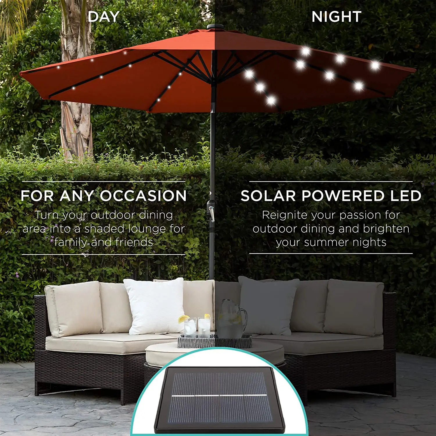 YASN Modern LED Sun Garden Large Outdoor Patio Hanging Umbrella Aluminum Steel Frame for Hotels and Outdoor Furniture