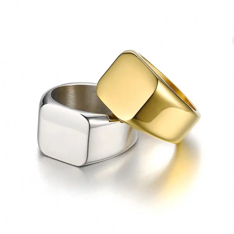 Factory custom graduation gift ring Stainless Steel 14k 18k Gold Gemstone signet rings for for man jewelry