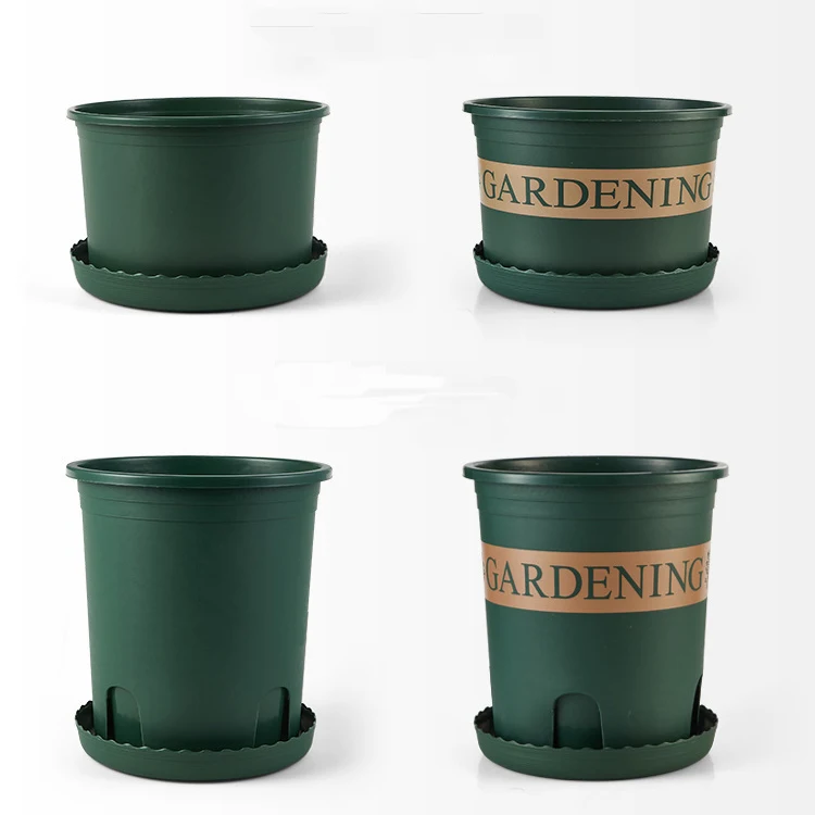 
Agriculture Gallon Flower Pot Root Control Qingshan Black Plastic Flower Pot Thickened Printing Rose Green Stalk Nursery Pot 