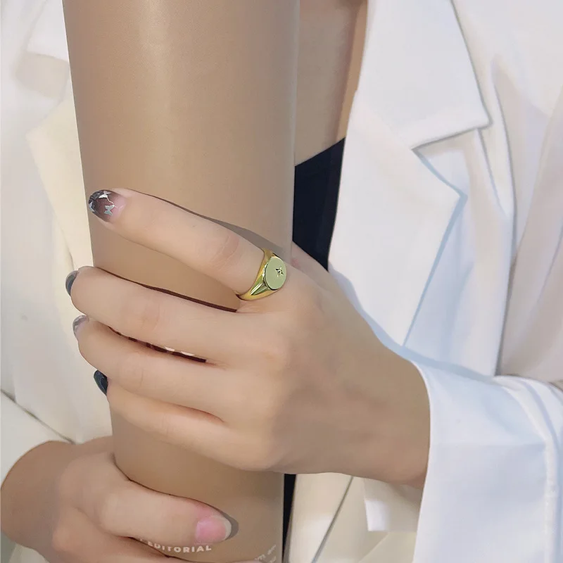 Wholesale Custom 925 Silver Rings Jewelry Women 18k Gold Plated Sterling Silver Star Ring