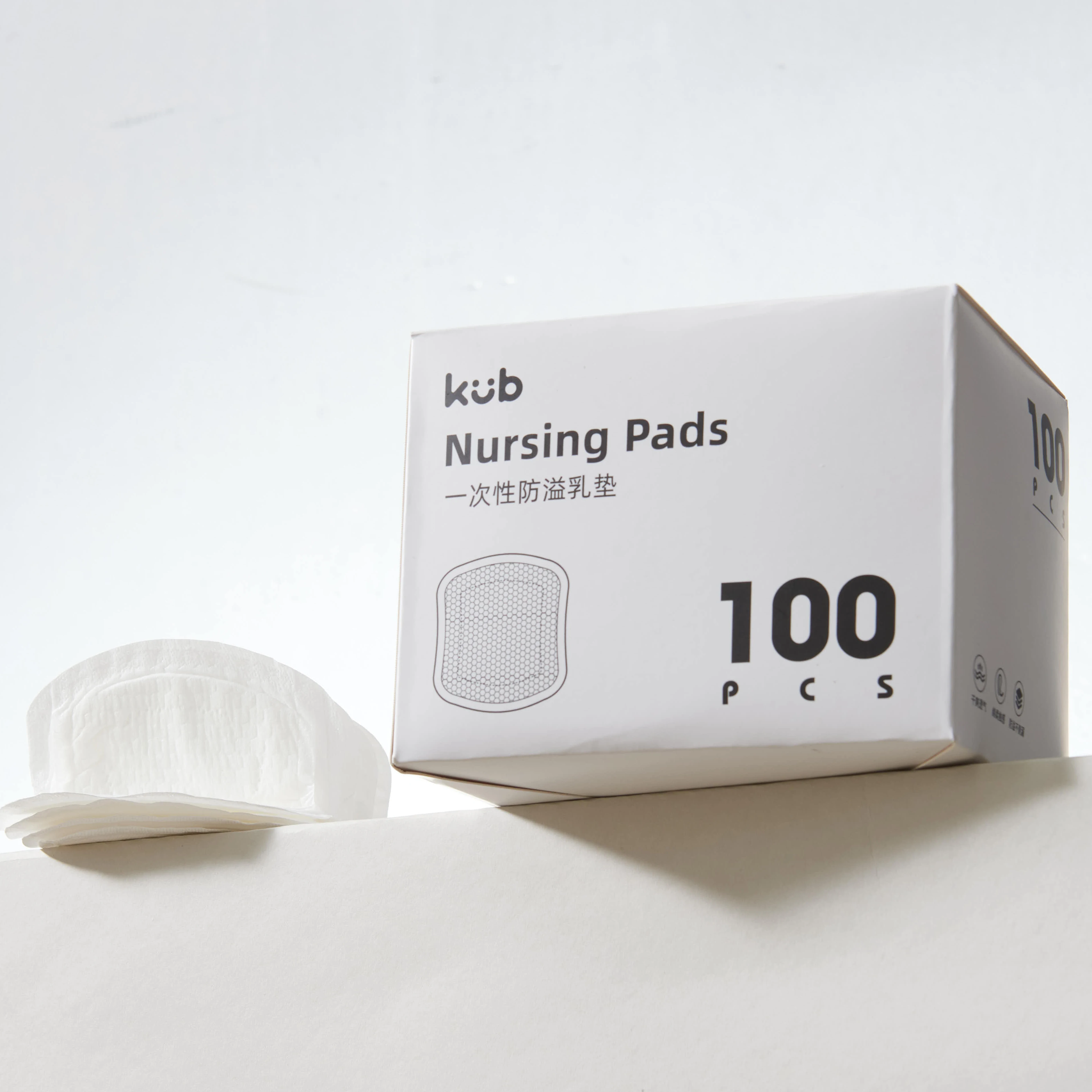 Kub 80/100pcs Disposable Breast Pad Organic Bamboo Nursing Breast Pads Breathable Soft Custom Disposable Nursing Pads