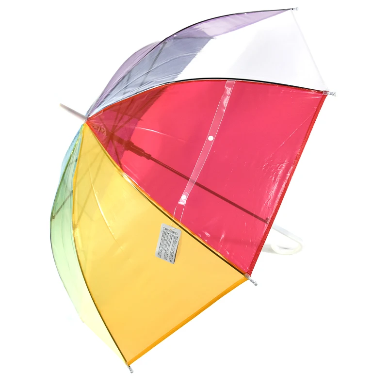 Прозрачный модный ветрозащитный прямой зонт Raimbow Rain с логотипом на заказ, 23 дюйма * 8K