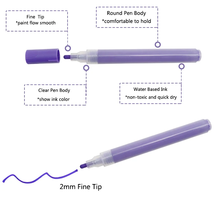 Custom 12 Colors DIY Painting Permanent Waterproof Fine Tip Acrylic Paint Marker Pen Set