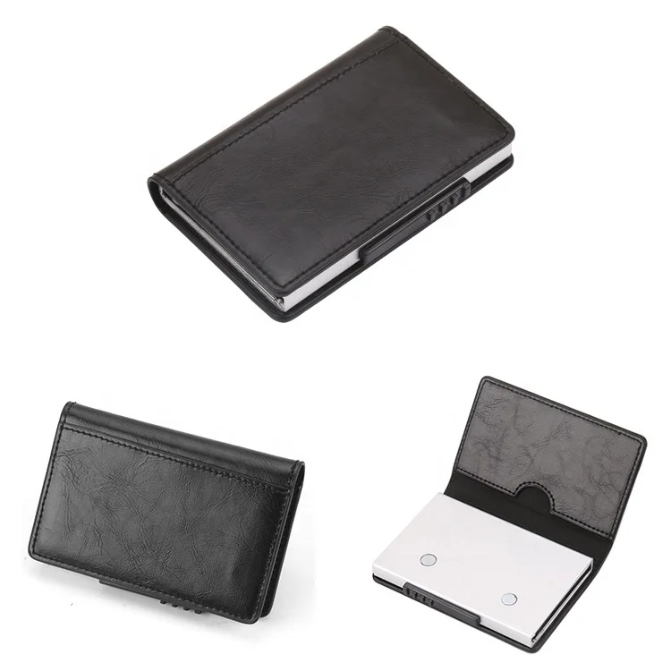 RFID multiple card storage leather card holder wallet gift card holder pop up