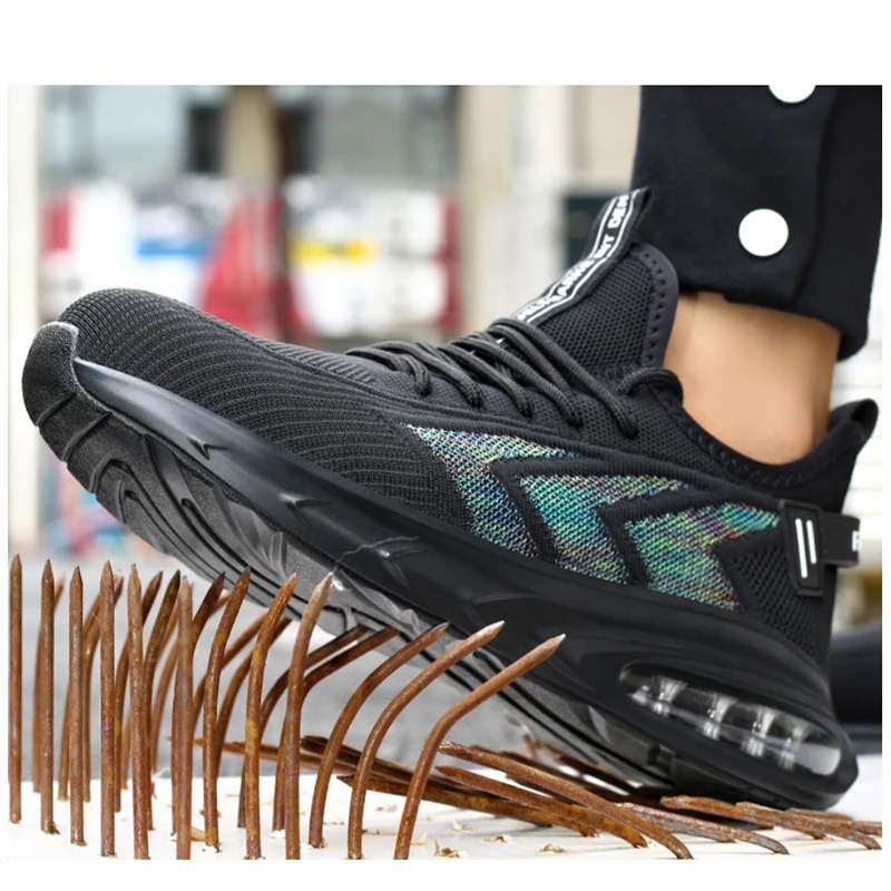 Diansen Low-cut Fly-woven Mesh Breathable Non-slip Wear-resistant Comfortable Shockproof PU Bottom Work Safety Shoes