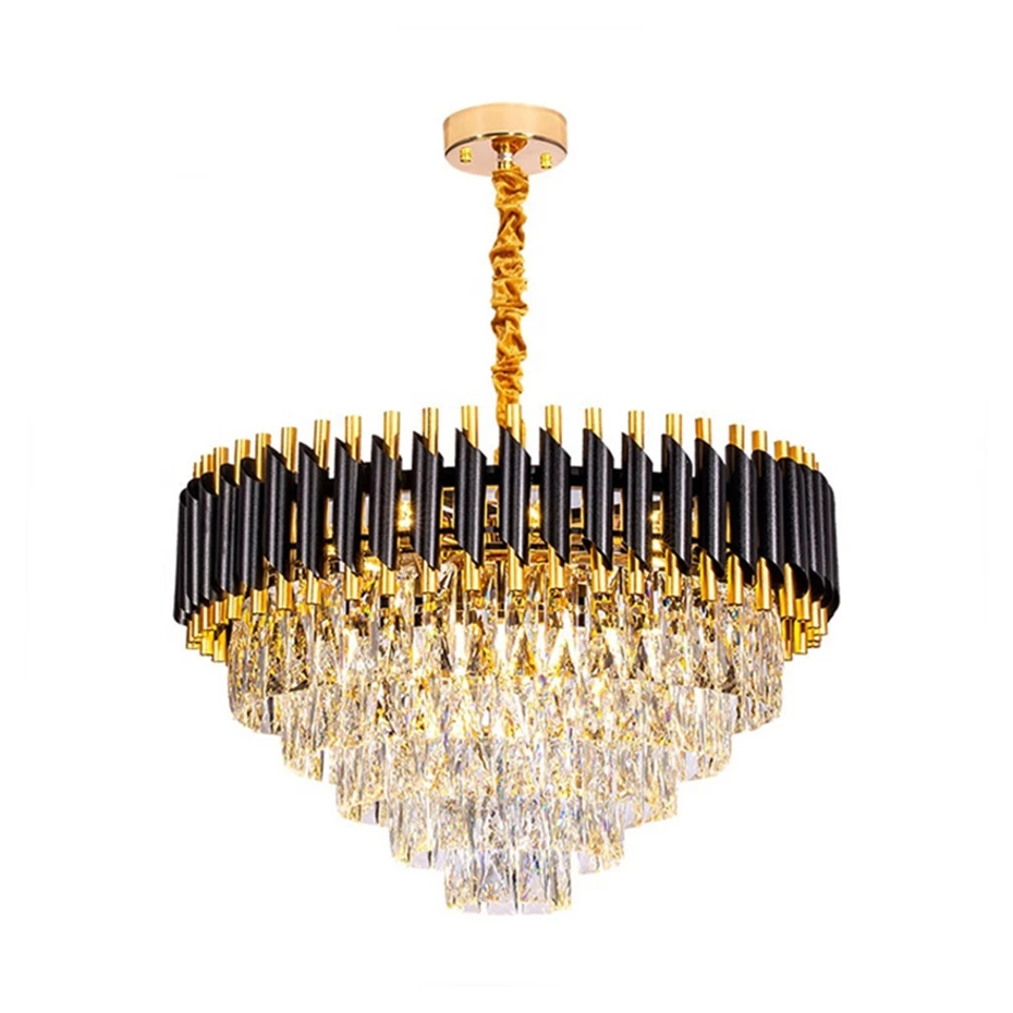 NEW Modern black and Liangte luxury gold led ceiling light golden chandelier lamp for living room bedroom bar