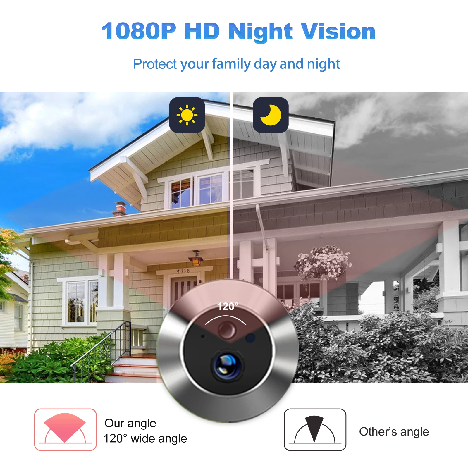 Smart Tuya 4.3 Inch 1080P 2.4G WiFi Magic Door Camera Peepholes Door Eye Camera Digital Door Viewer Wireless Doorbell at Home