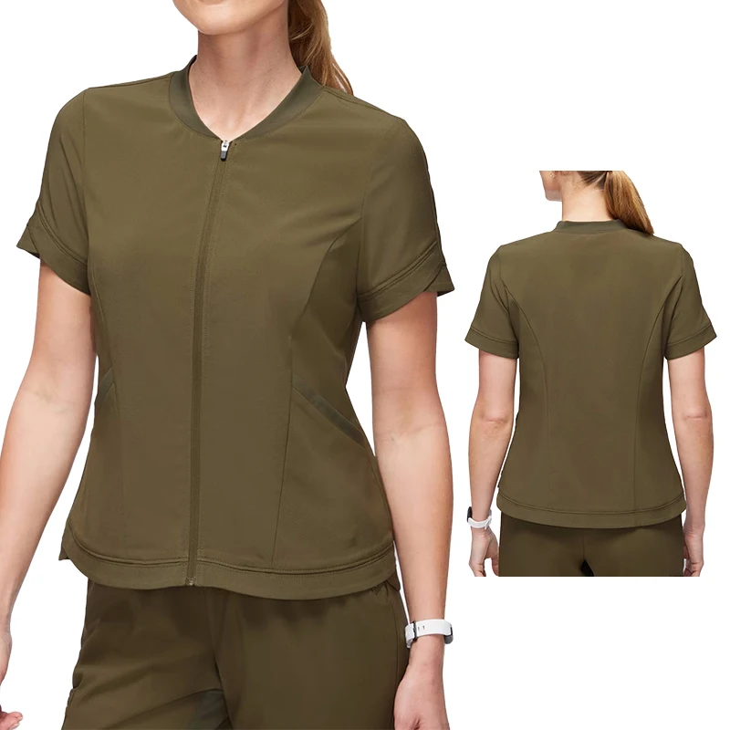 yuhong factory new design hot sale custom good price women tops and pants jumper stretch nursing ceil blue scrub uniform set