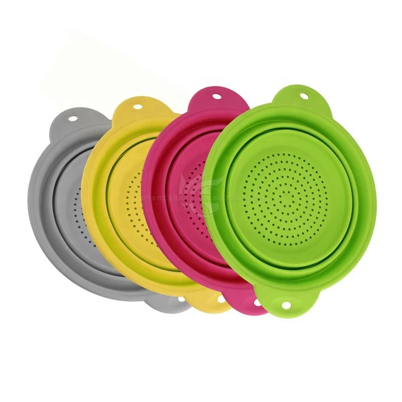 Foldable silicone food strainer collapsible kitchen colander