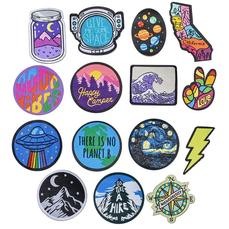 Hot Sale Custom Brand Name Letter Woven Patches Iron On Heat Transfer Laser Cut Iron On Woven Embroidery Chenille Fabric Patch