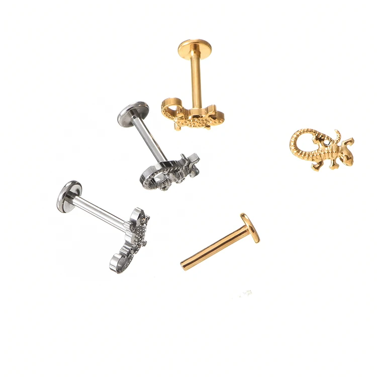 Fuxuan  Implant Titanium Threaded Fish End Nose Body Jewelry Helix Tragus Cartilage Piercing Earrings Wholesale