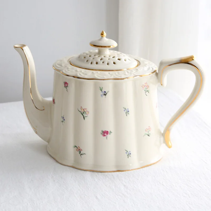 European Vintage Coffee Cup Set Saucer French Restaurant Ceramic English Gold-rimmed Large Teacups BL042902