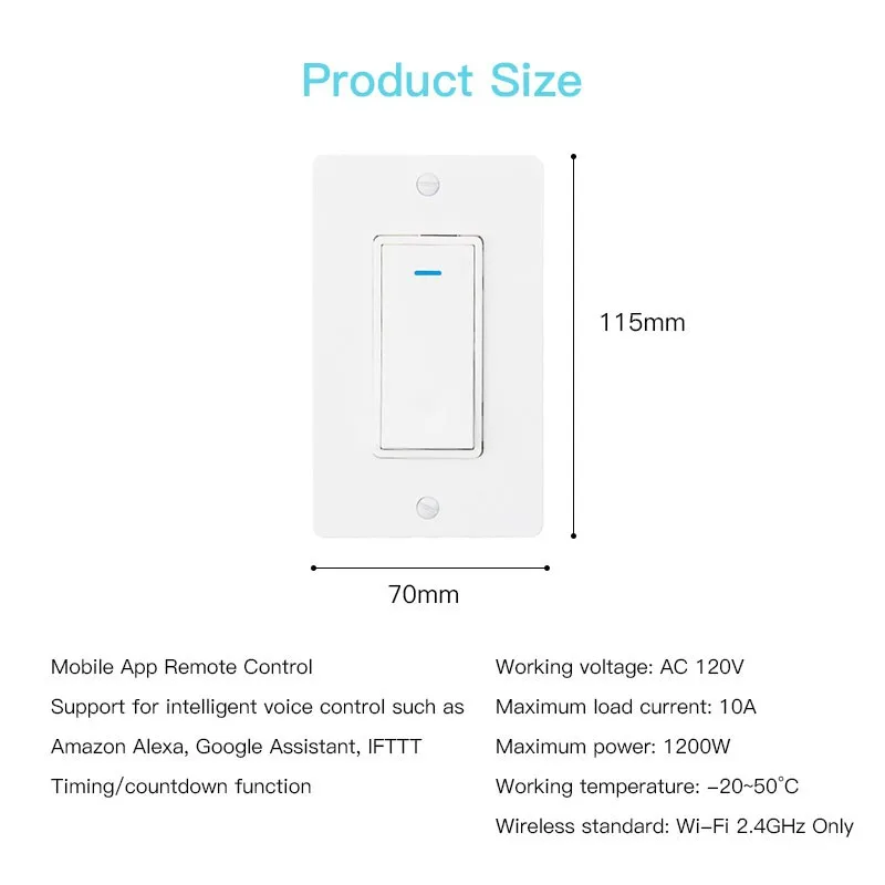 alexa app control google home us standard tuya wifi voice control light Switch smart touch electrical wall light switch