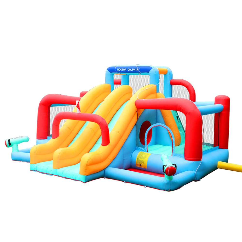 Doctor Dolphin Entertainment Children Inflatable Jumping Castle Bouncer Two Pool Water Gun And Double Slide In The Middle