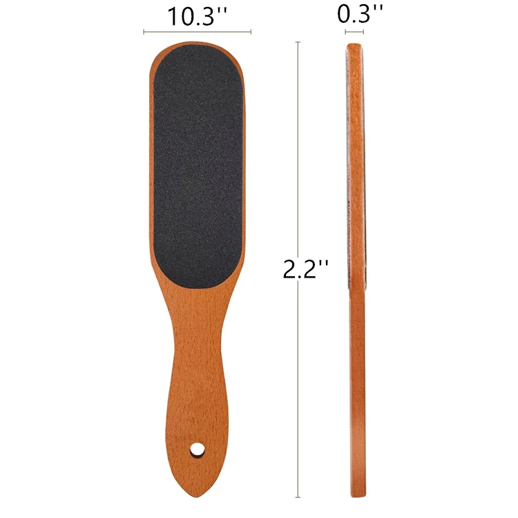 Wooden Pedicure Foot File Feet Scrubber with Handle for Callus, Dead Skin