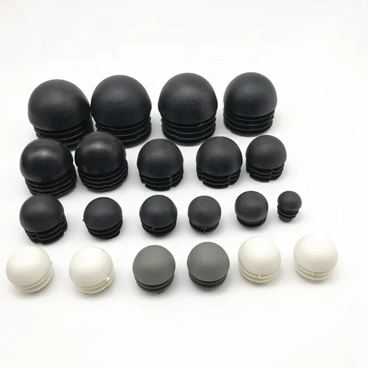Black Round square dome Plastic pipe tube Plugs glide Insert End Caps for Tube Pipe