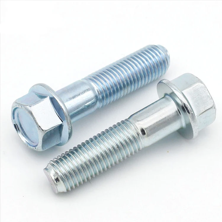 Chine fasteners grade 8.8 3Cr white zinc Half thread screw Carbon steel car Frame fixed Hexagon flange bolt