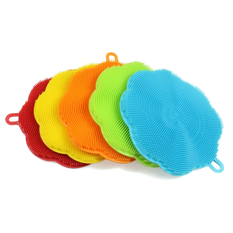 Manufacturer Direct Selling High Temperature Safe Soft Dishwashing Brush Pad Dish Wash Silicone  Sponge Scrubber