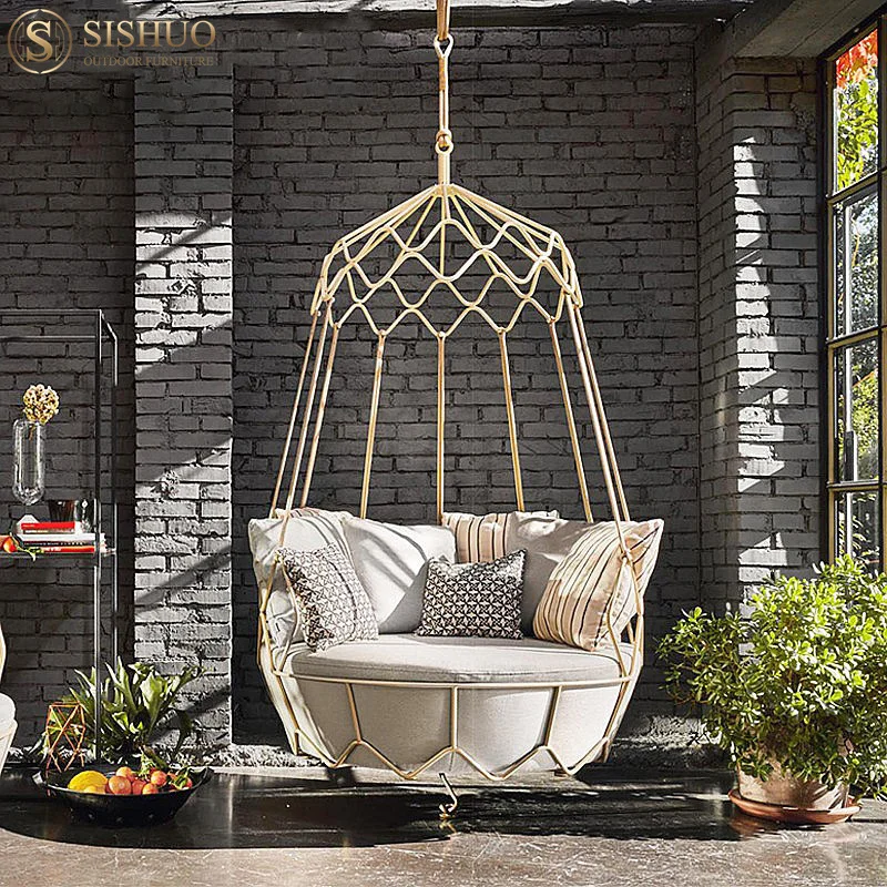 Modern garden furniture patio egg chair swing hanging hotel home outdoor swing bed